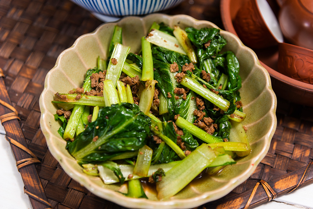 タアサイとひき肉炒め